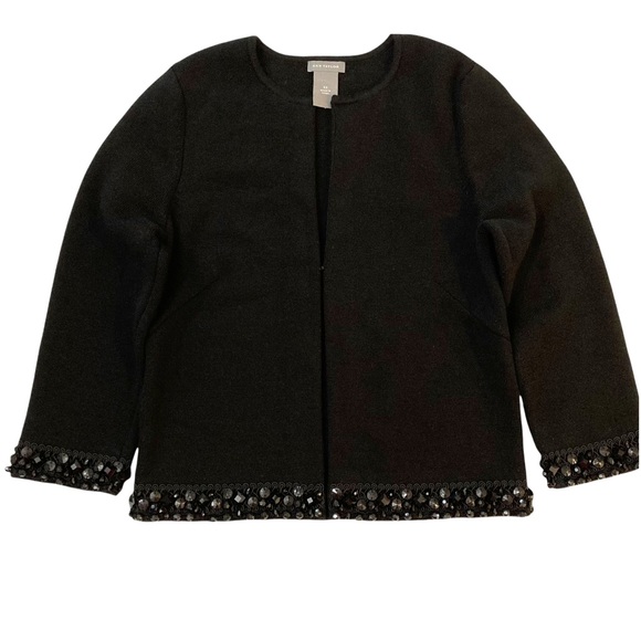 ANN TAYLOR BLACK BEADED CARDIGAN WITH LONG SLEEVES WOMENS SIZE XS - Picture 2 of 12